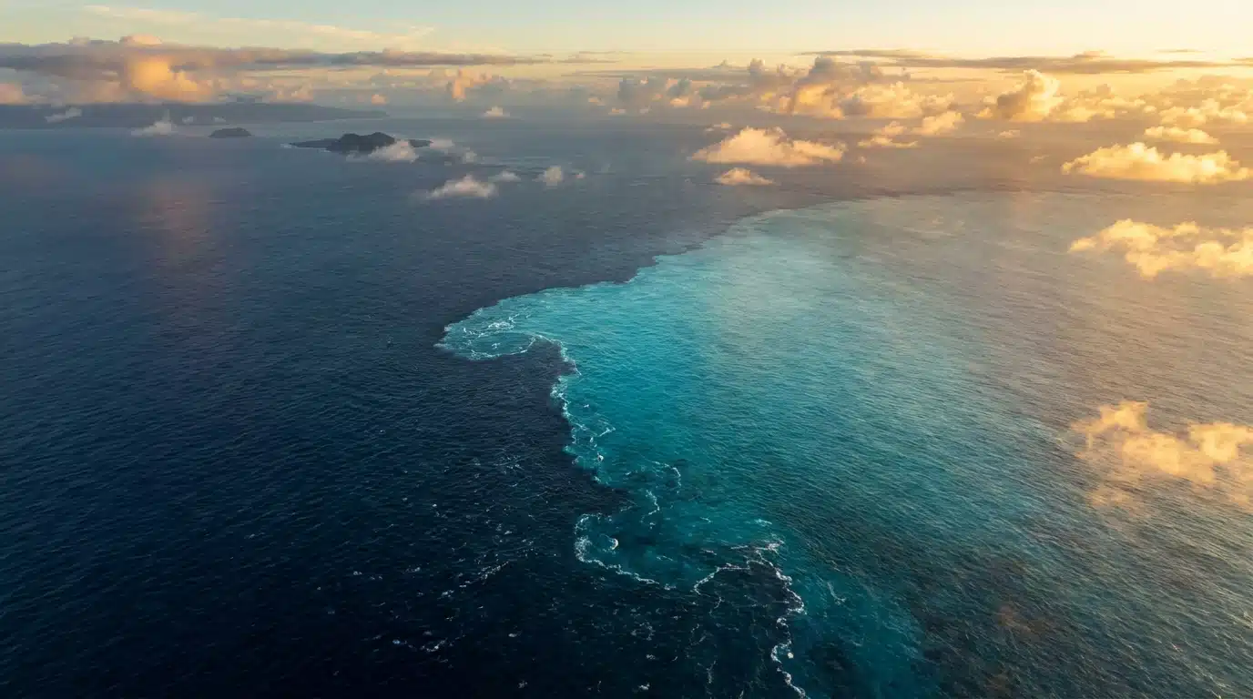 Vue aérienne du Pacifique montrant une anomalie thermique chaude