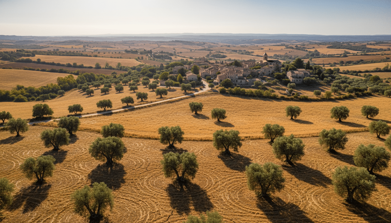 Paysage sec du sud de la France sous un soleil intense