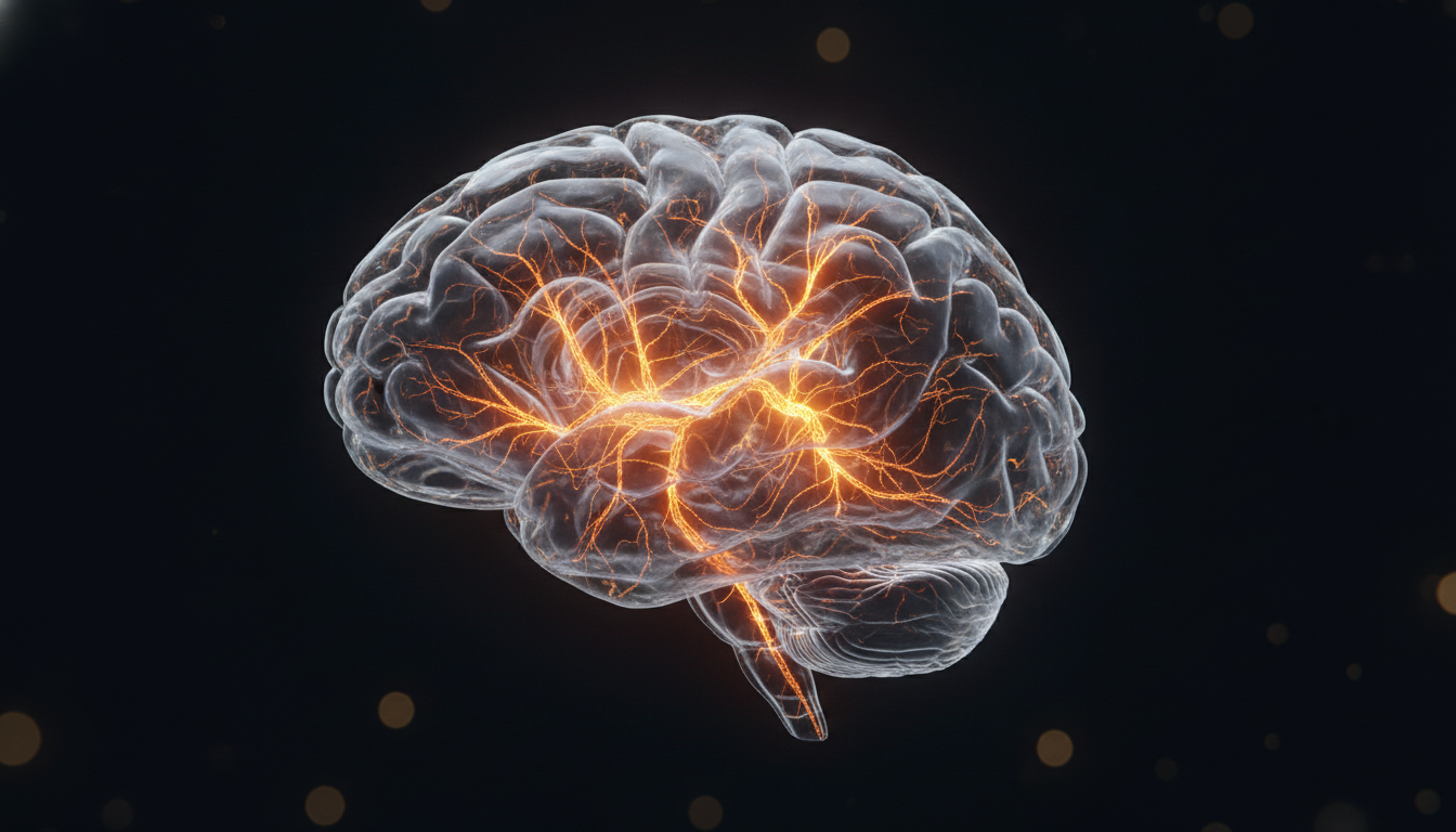 Illustration du cerveau avec circuits de récompense illuminés