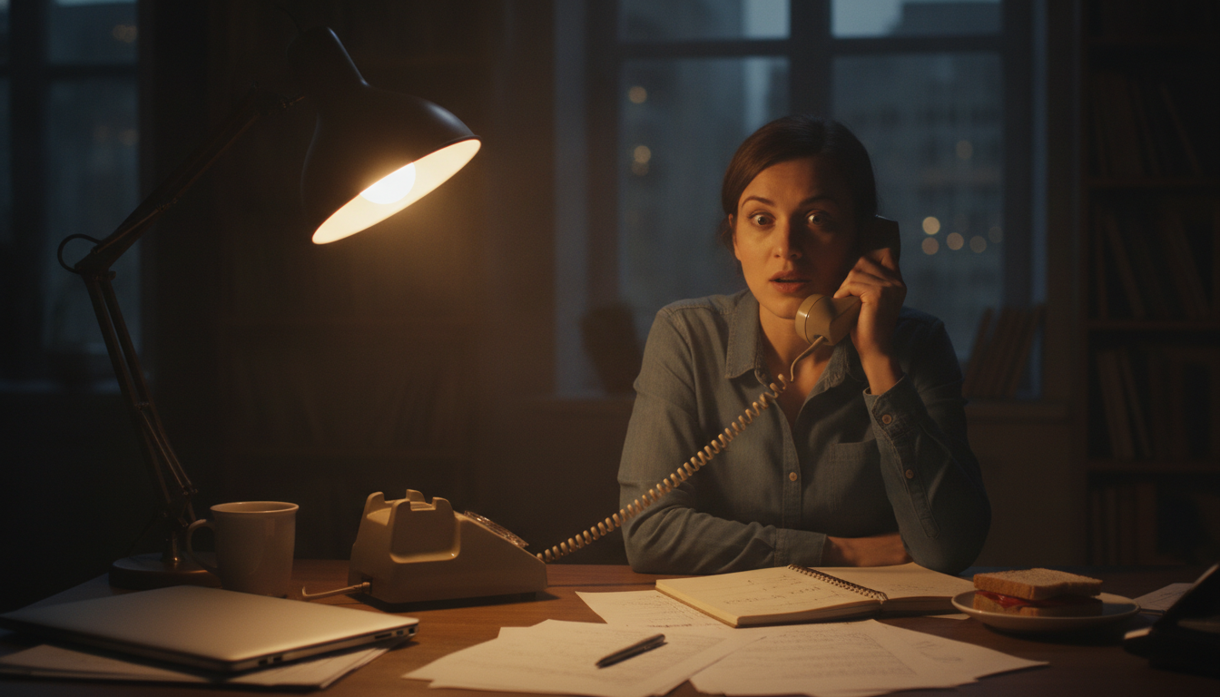 Personne recevant un appel inattendu au bureau