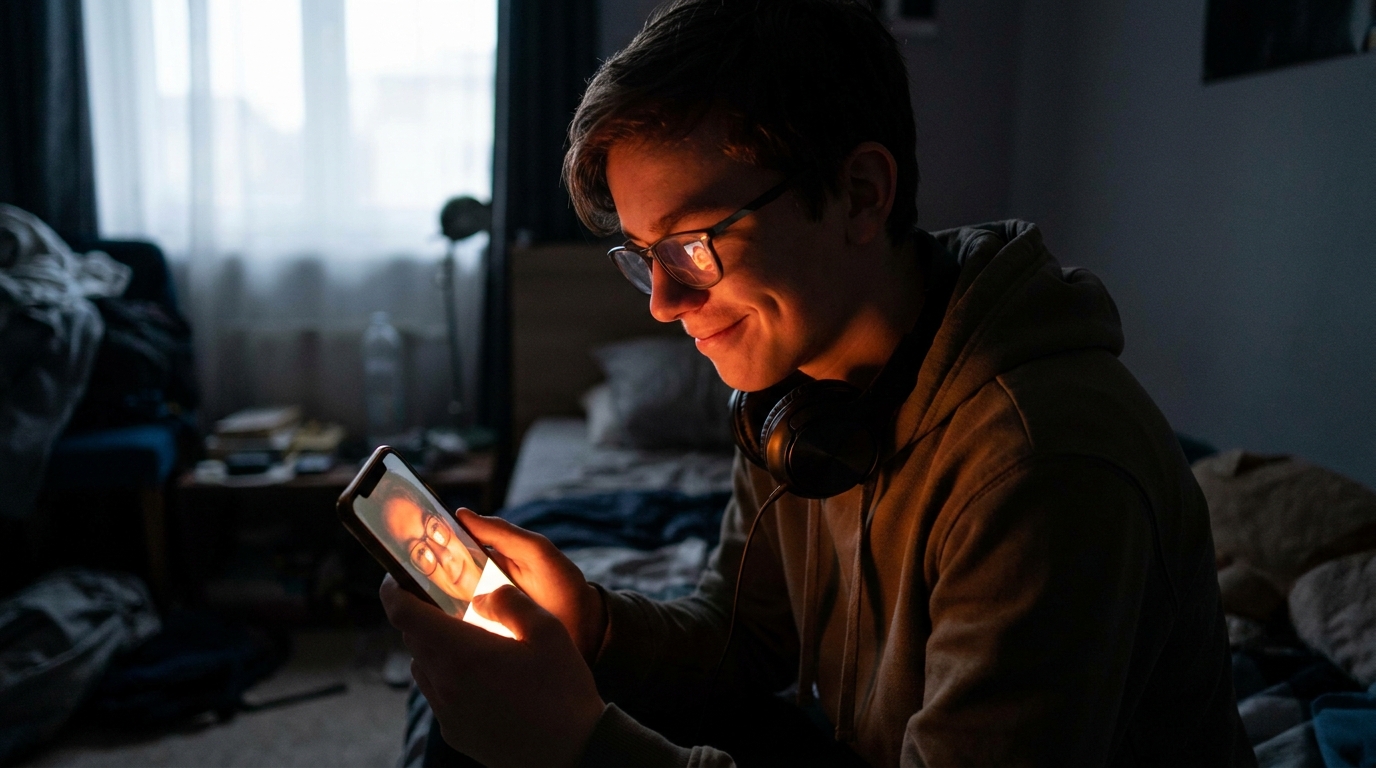 Adolescent regardant TikTok sur son smartphone