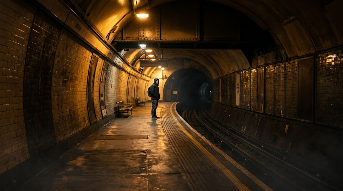 Station Aldgate du métro de Londres vide et inquiétante la nuit