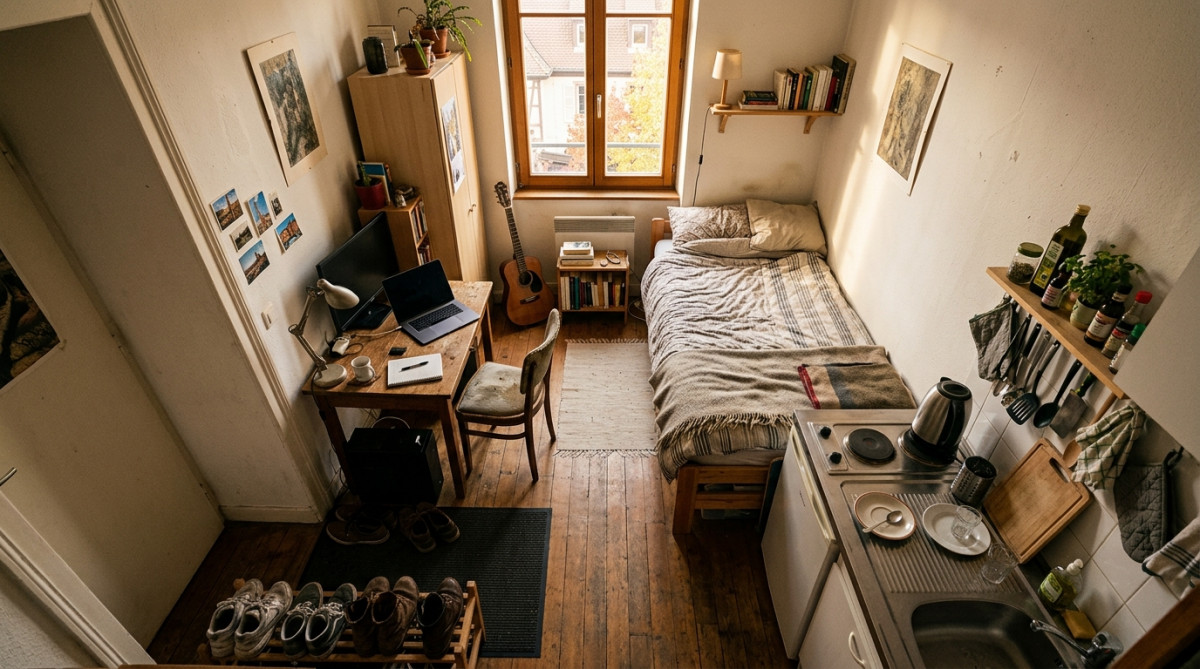 Studio de 28 m² typique d'un locataire strasbourgeois