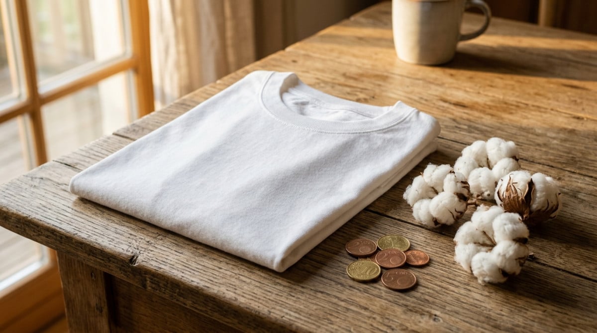 T-shirt blanc en coton posé avec des pièces de monnaie