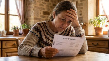 Propriétaire inquiet lisant son avis de taxe foncière