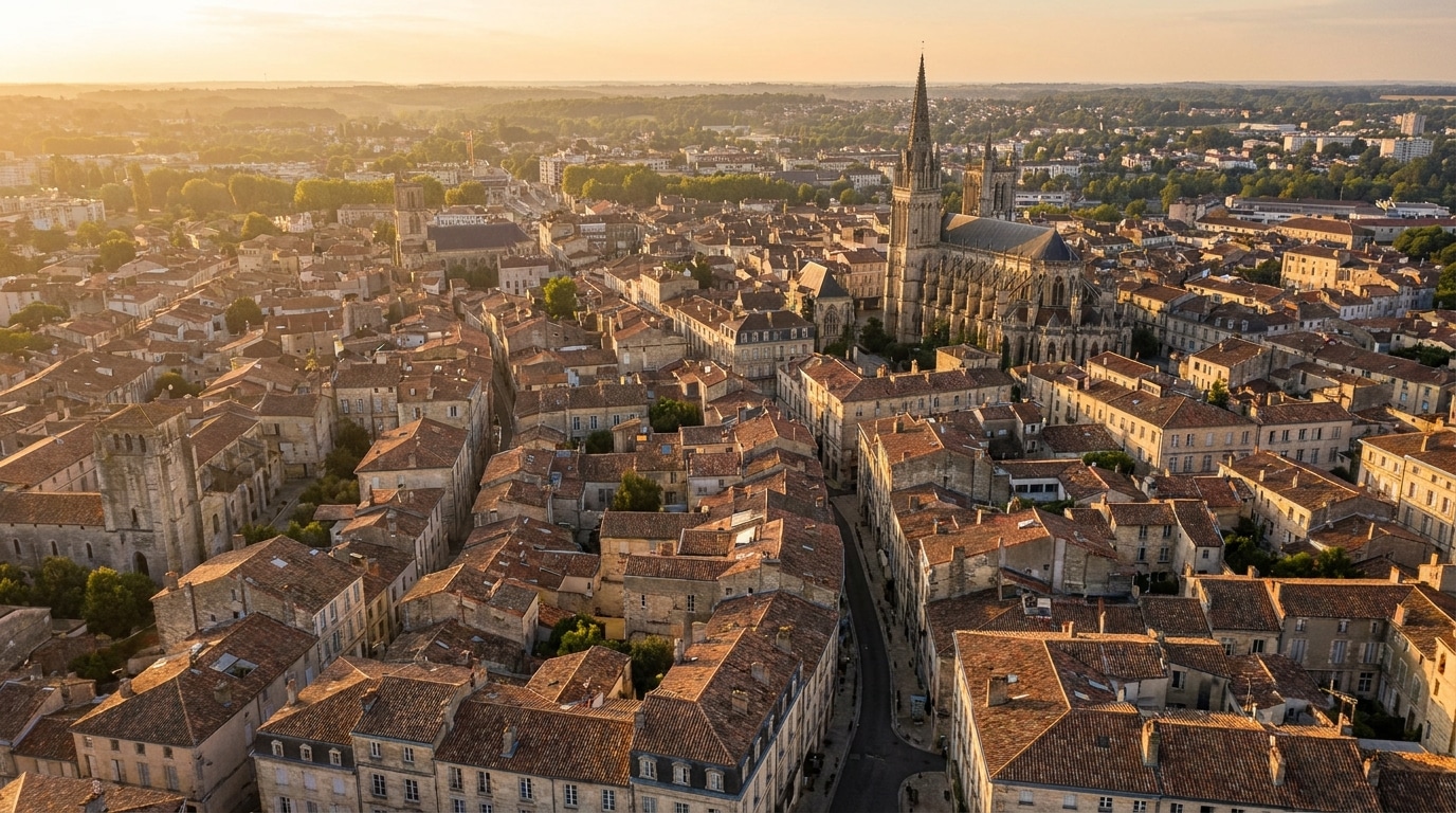Vue aérienne de toits de ville française