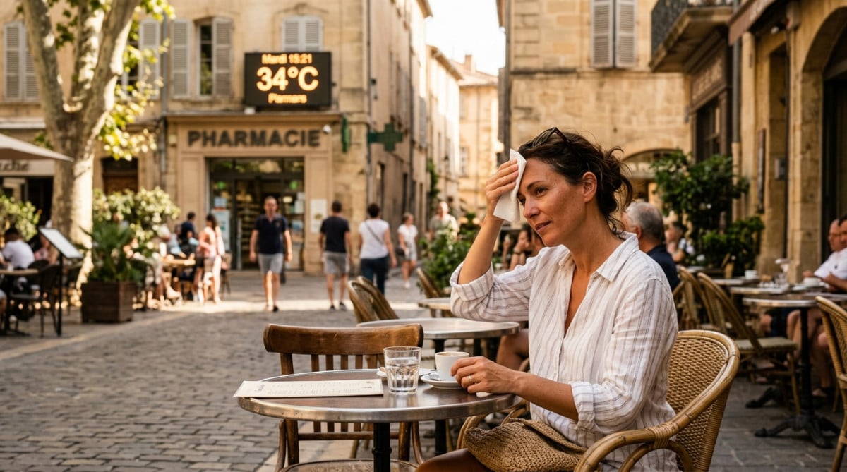 Terrasse de café en ville par forte chaleur estivale