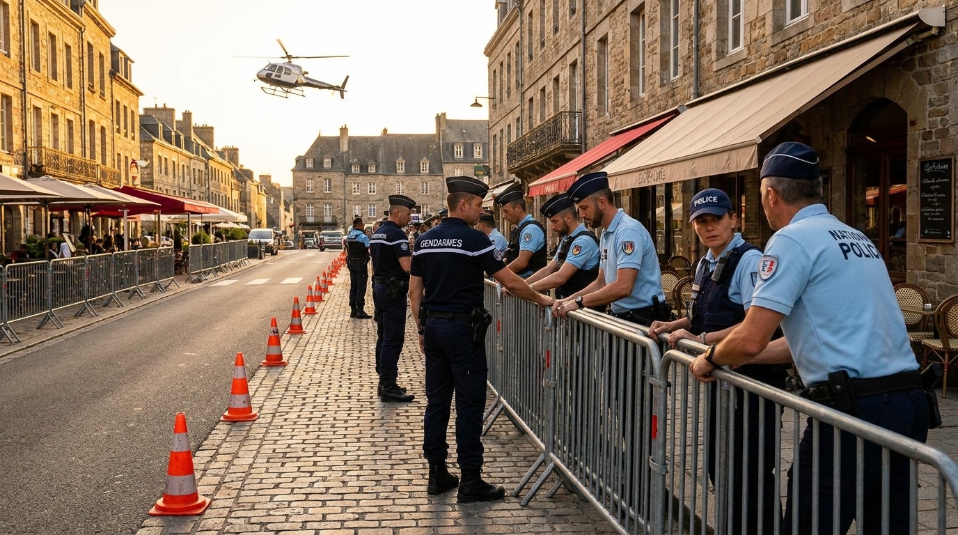 Forces de l'ordre sécurisant le parcours du Tour de France