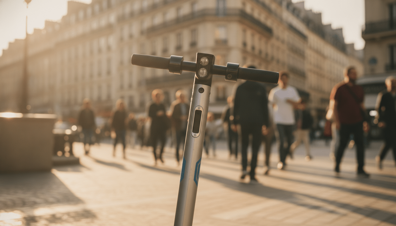 Trottinette électrique garée sur un trottoir sans vignette d'assurance