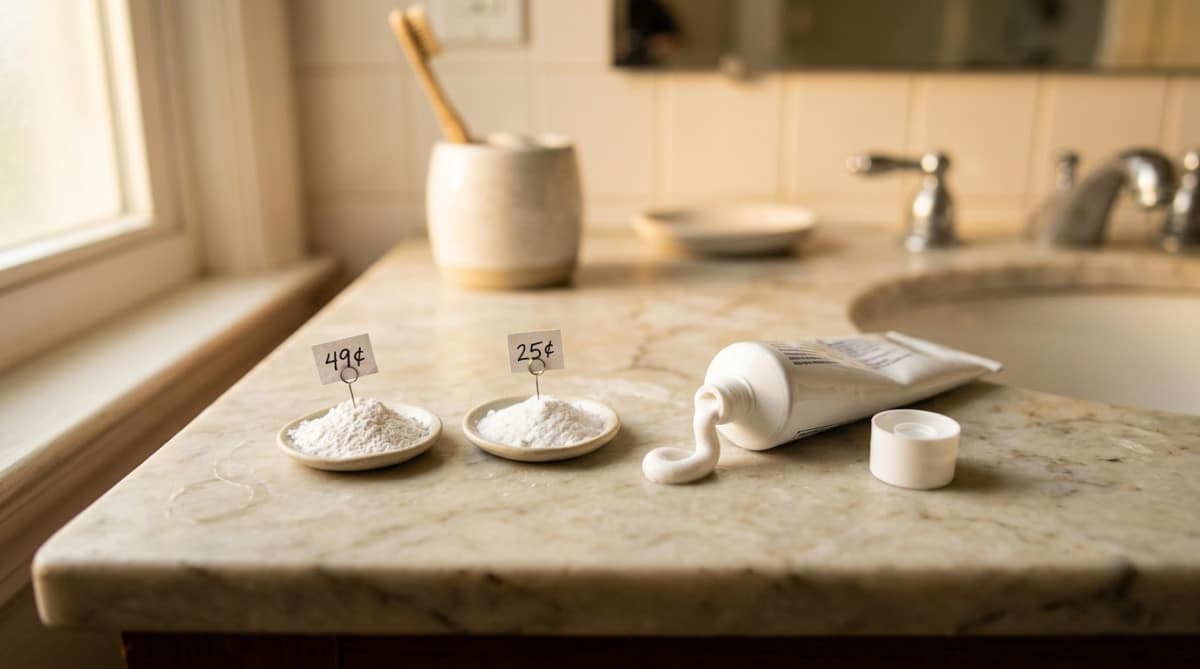 Tube de dentifrice ouvert avec ingrédients en poudre