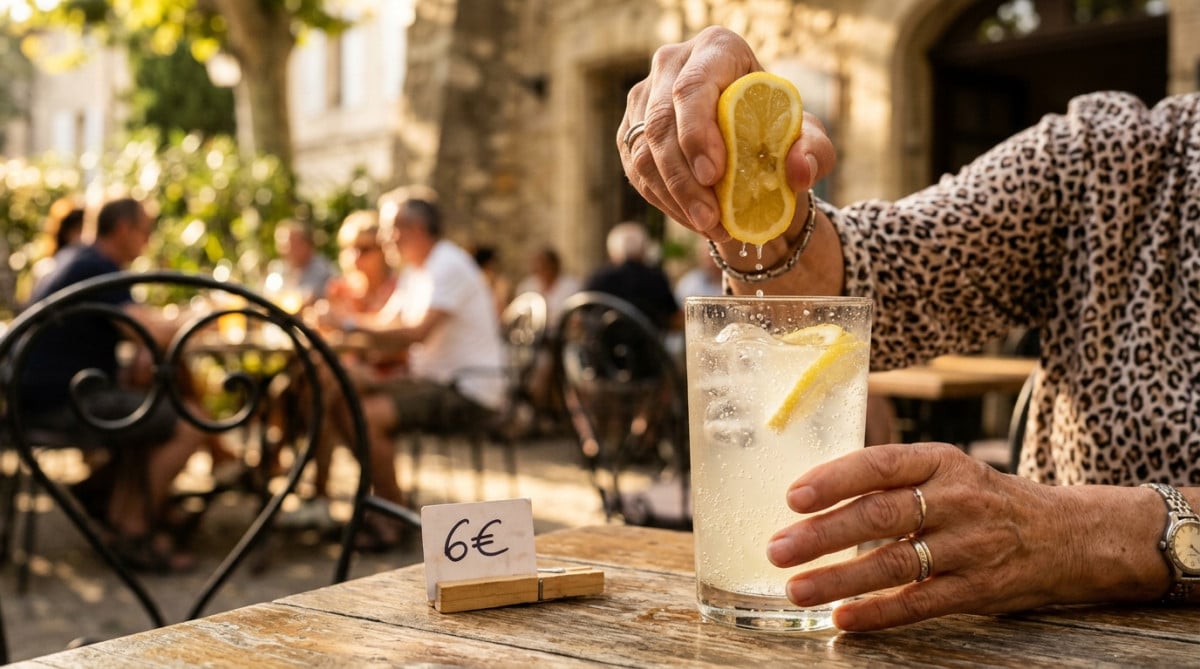 Verre de limonade pressée sur une terrasse de café