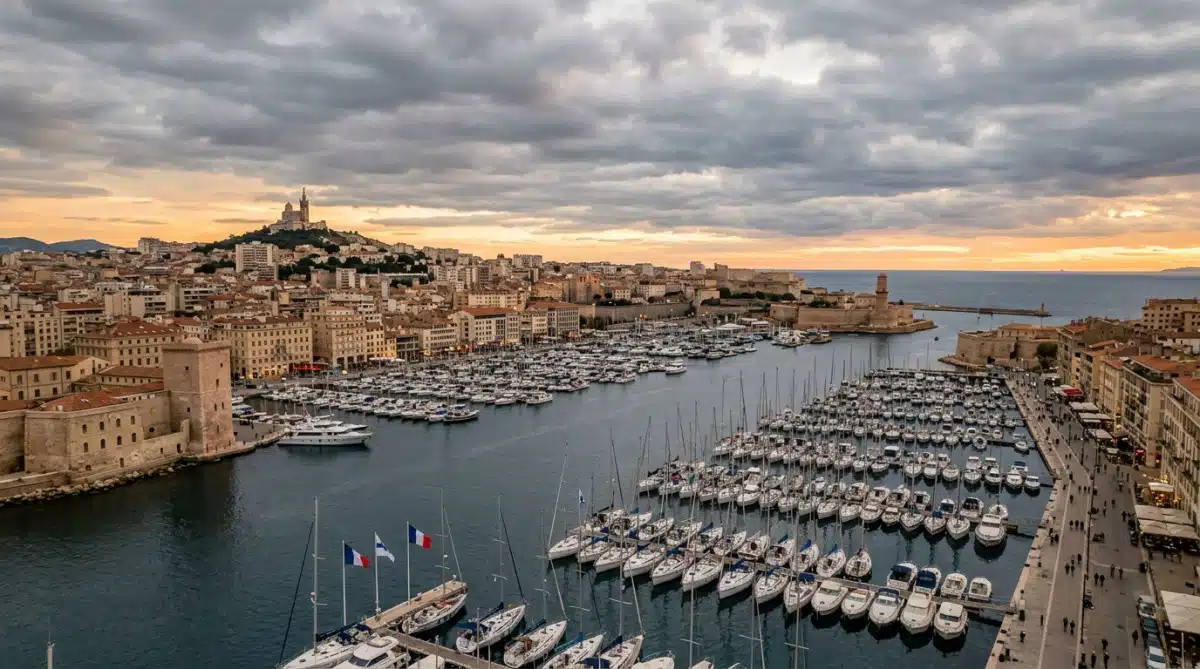 Vieux-Port de Marseille sous un ciel couvert et frais