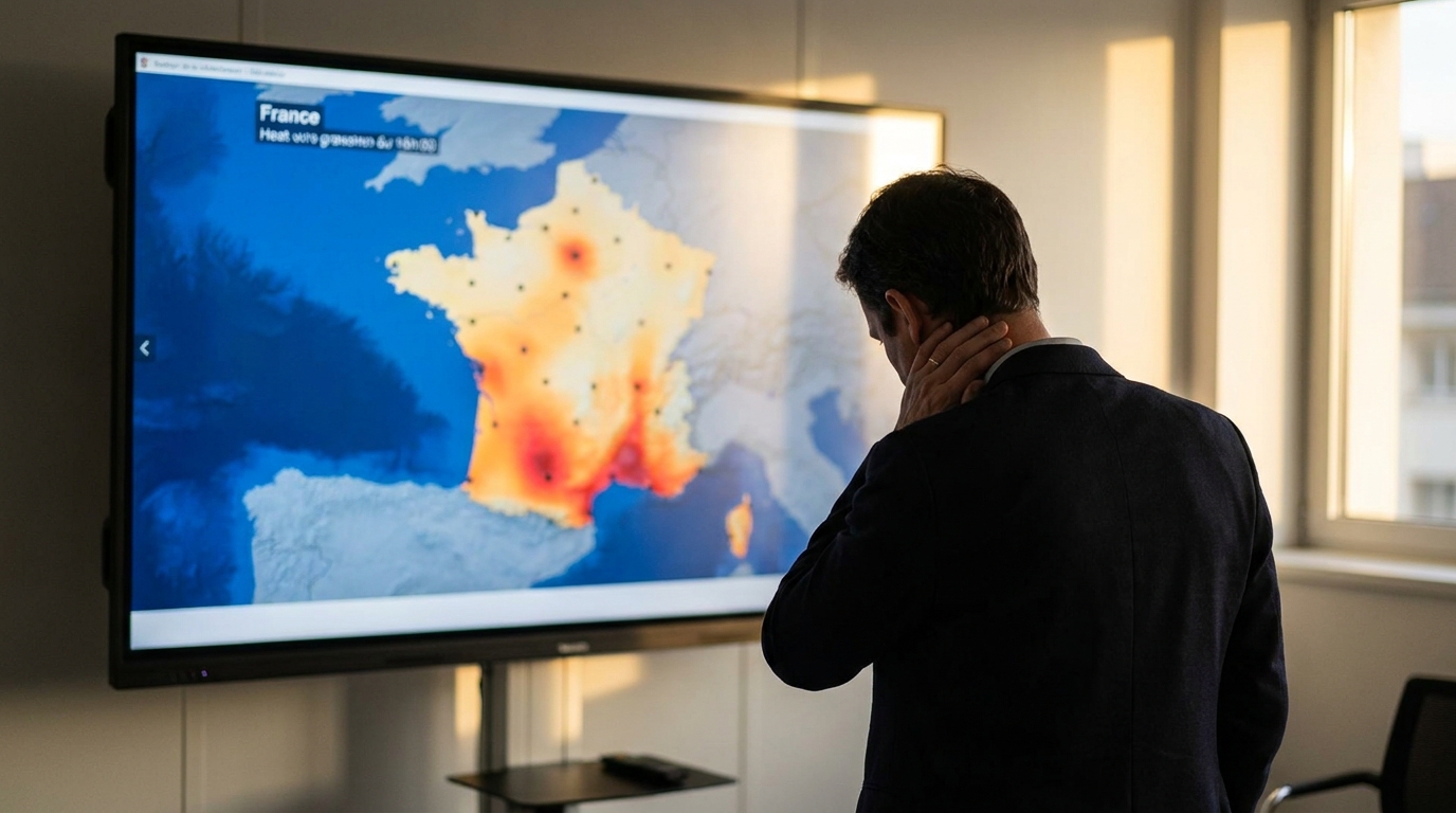 Personne observant une carte météo de vigilance canicule