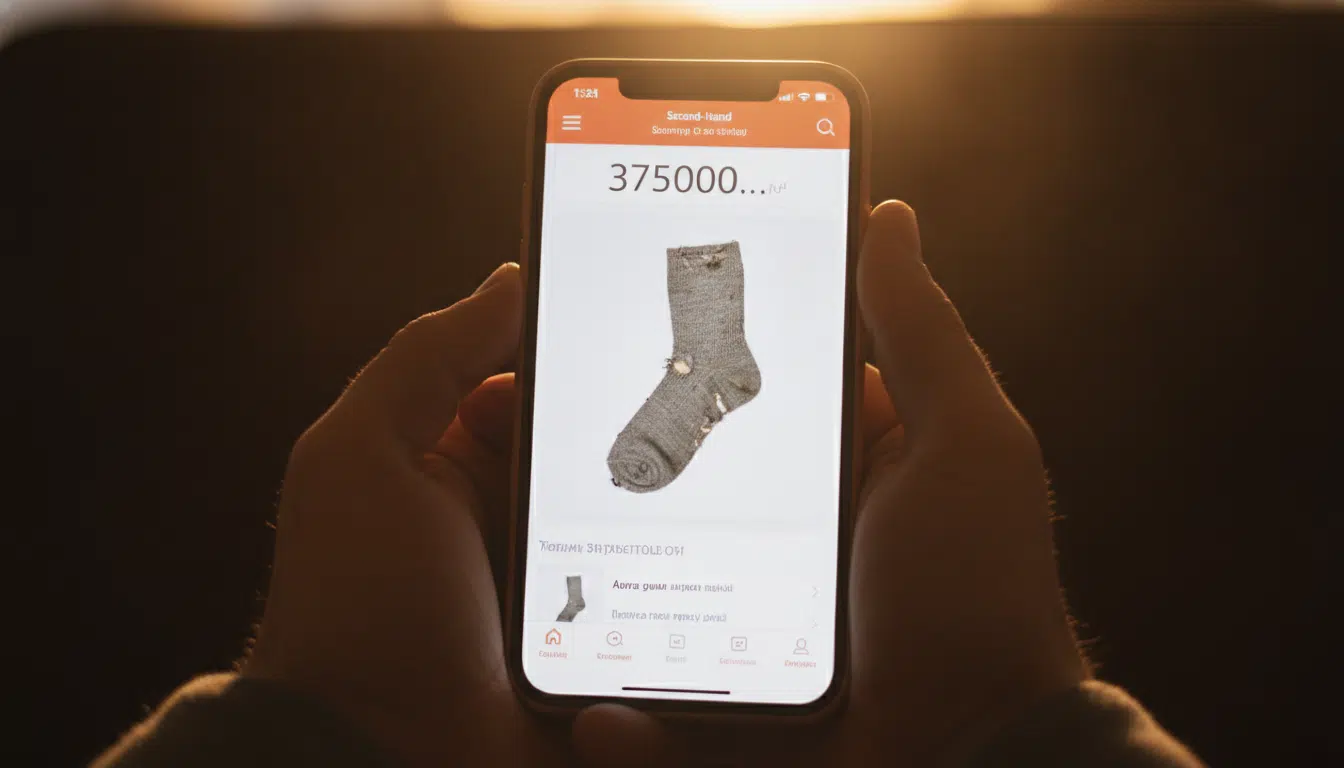 Écran de smartphone affichant une annonce suspecte sur Vinted
