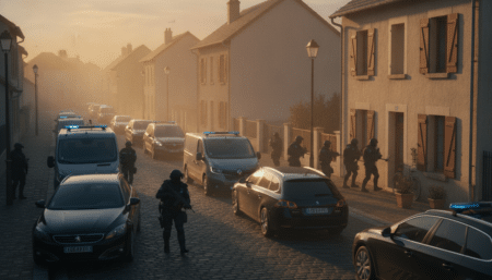 Opération policière à l'aube dans un quartier résidentiel français