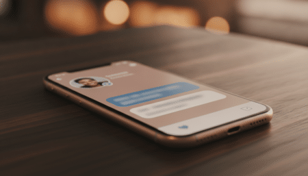 Smartphone affichant une application de rencontres sur une table