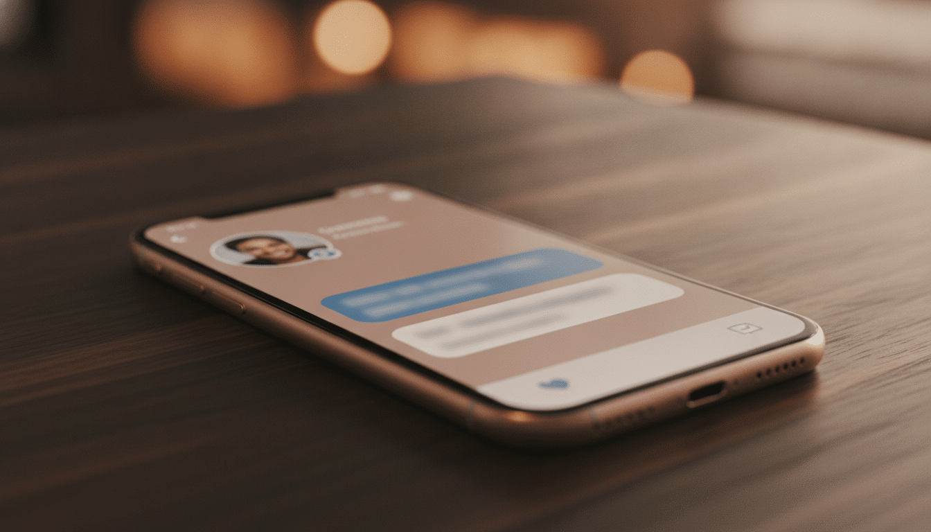 Smartphone affichant une application de rencontres sur une table