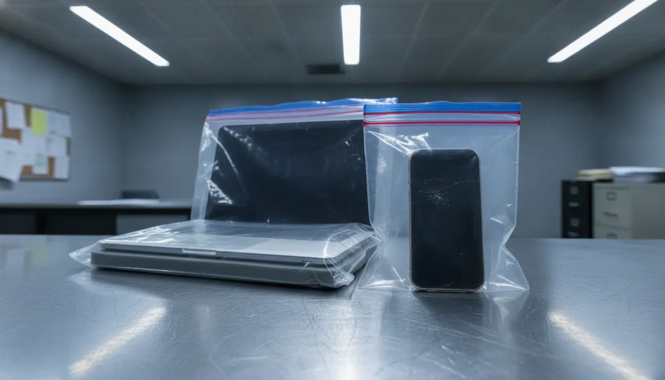 Ordinateur et téléphone saisis comme preuves par la police