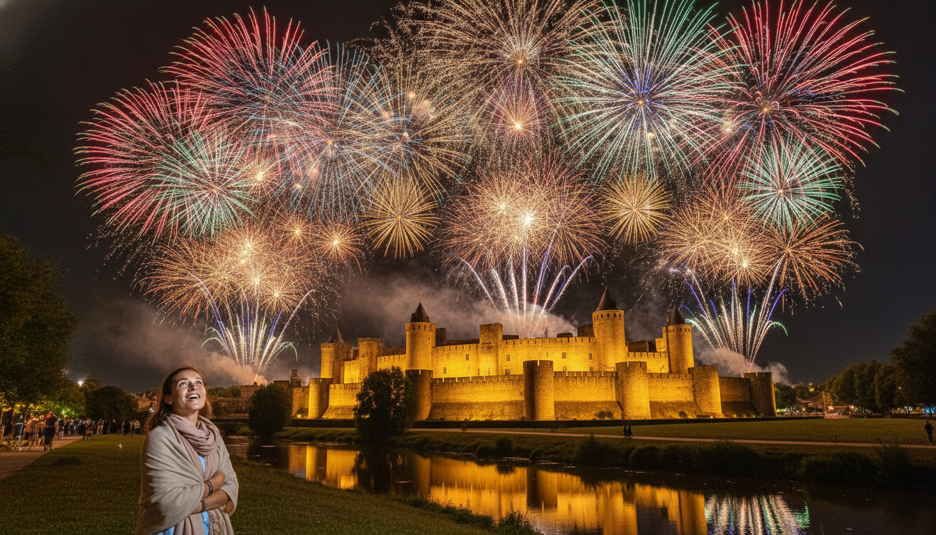 Feu d'artifice au-dessus de la cité de Carcassonne