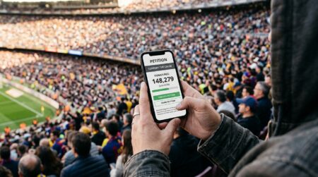 Main tenant un smartphone affichant un compteur de signatures