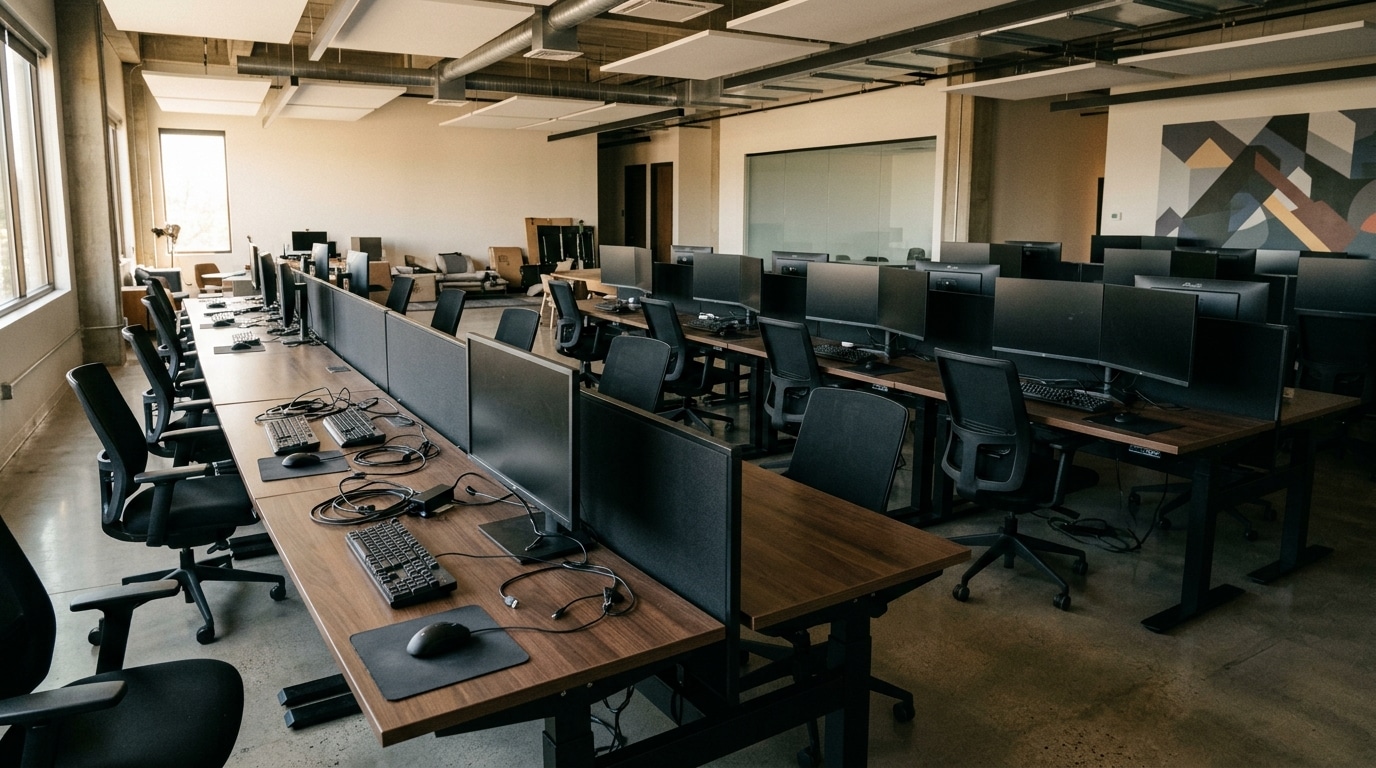 Bureaux vides d'un studio de jeu vidéo désaffecté