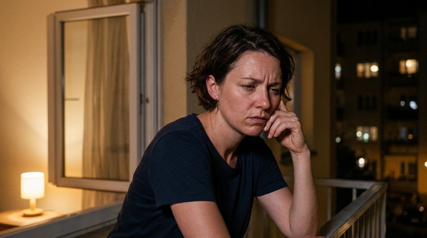 Personne épuisée la nuit pendant une vague de chaleur