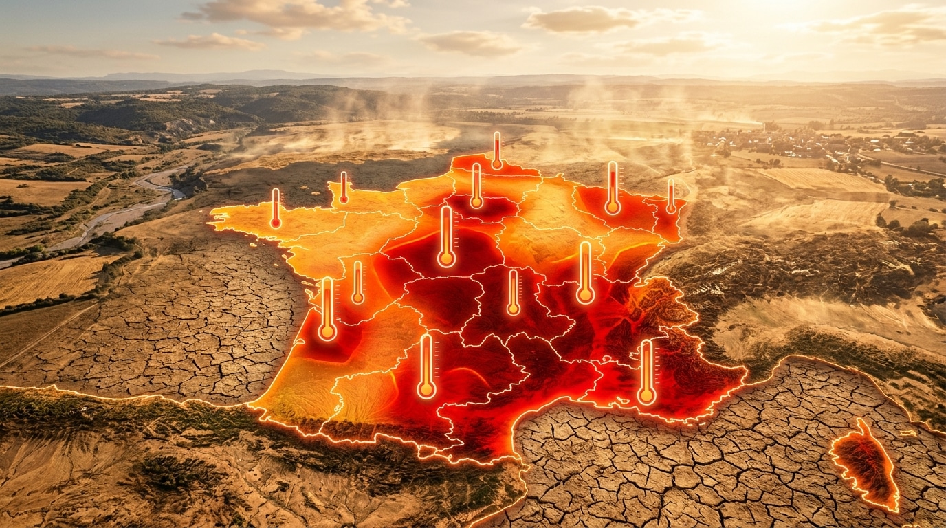 Carte de France en alerte canicule rouge orangé