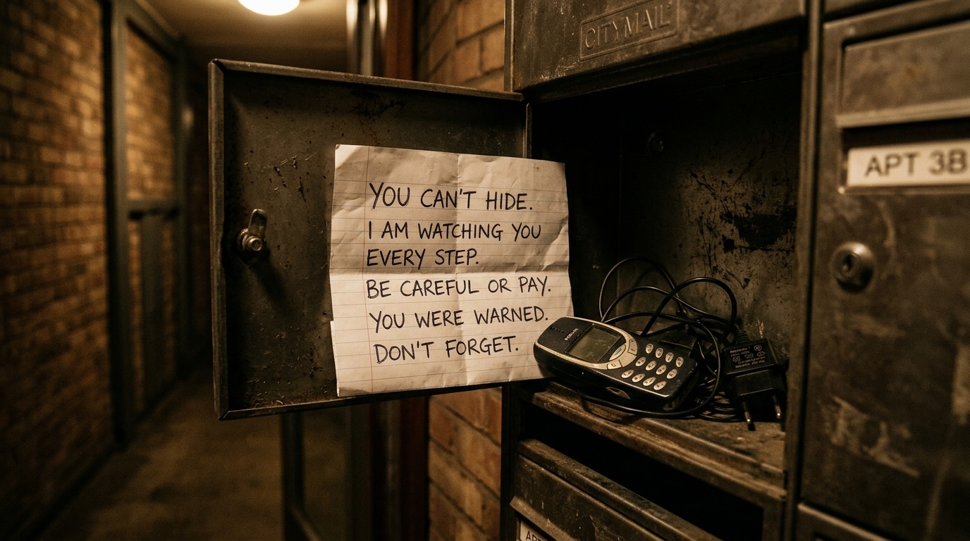 Lettre de menace et téléphone dans une boîte aux lettres