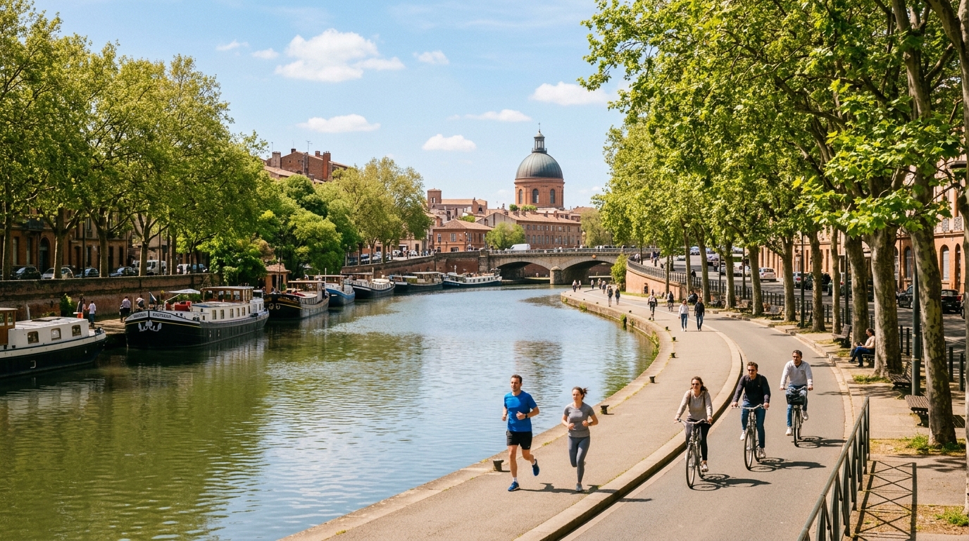 Le canal du Midi à Toulouse un jour ensoleillé