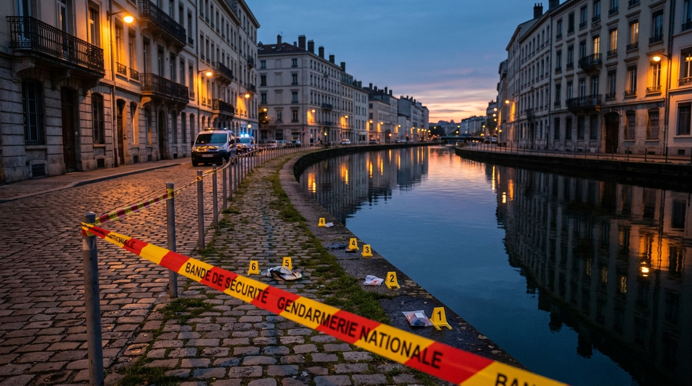 Scène de police sur une berge de canal à Toulouse