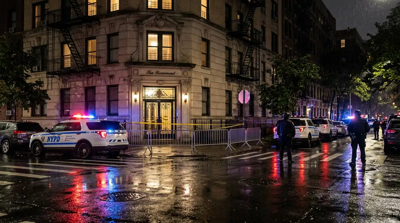 Immeuble new-yorkais encerclé par des véhicules de police