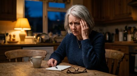 Femme senior inquiète pensant aux signes d'Alzheimer