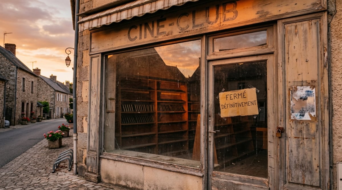Ancienne boutique de vidéo club fermée et abandonnée