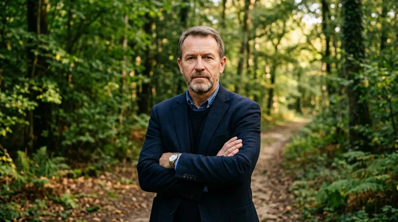 Maire déterminé devant un bois communal en Haute-Garonne