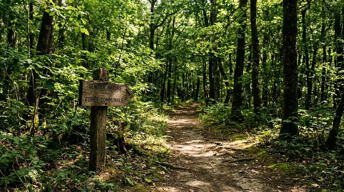 Sentier forestier calme dans un bois protégé français