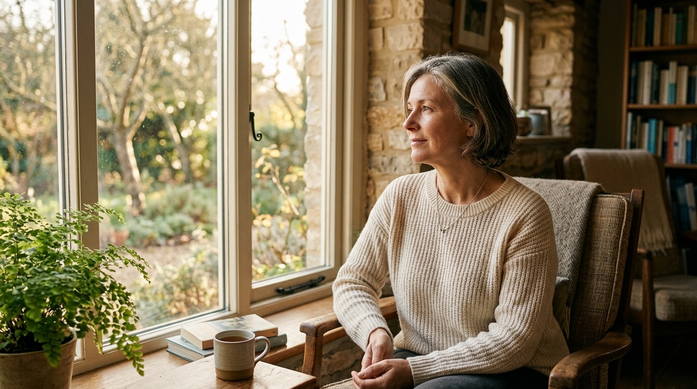 Femme sereine illustrant la vitalité après la ménopause