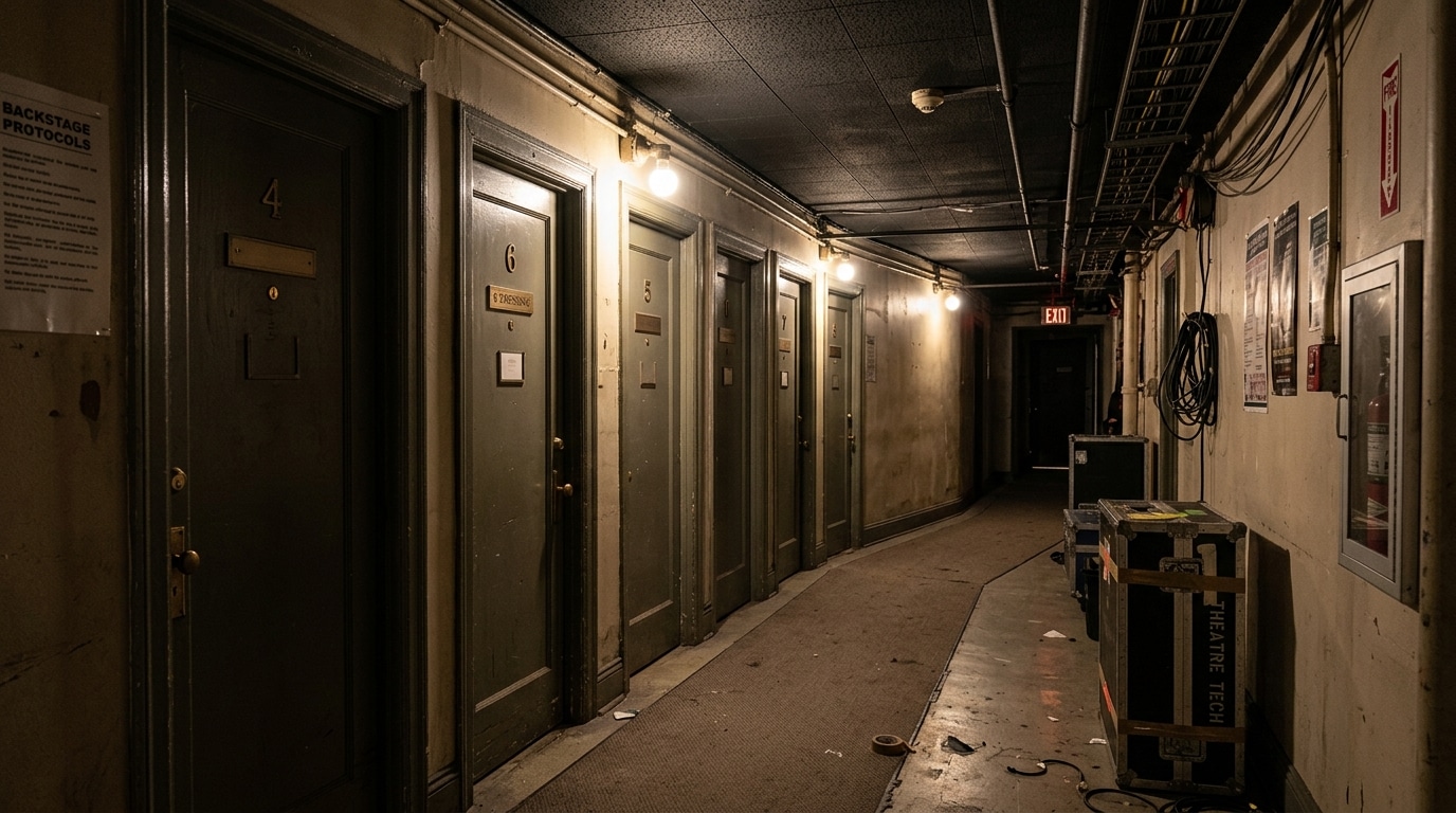 Couloir des coulisses d'un théâtre parisien désert