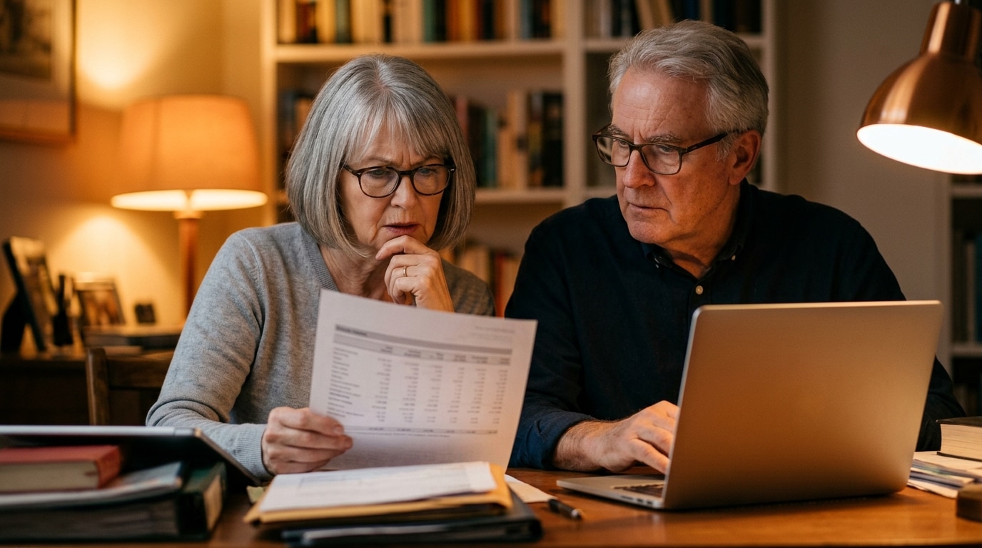 Couple de retraités entre travail et relevé de pension