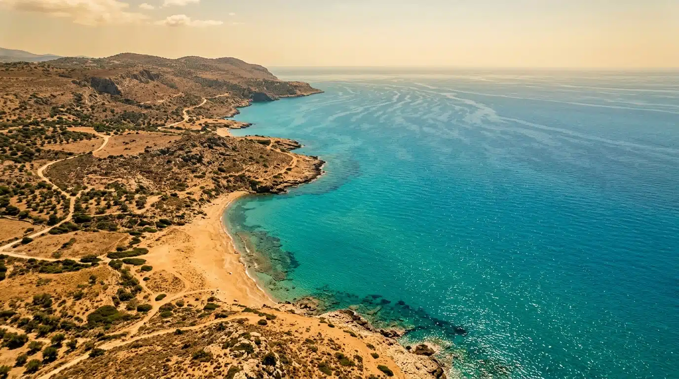 Vue aérienne de la Méditerranée sous forte chaleur