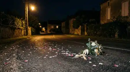 Route de campagne vide après un mariage tragique
