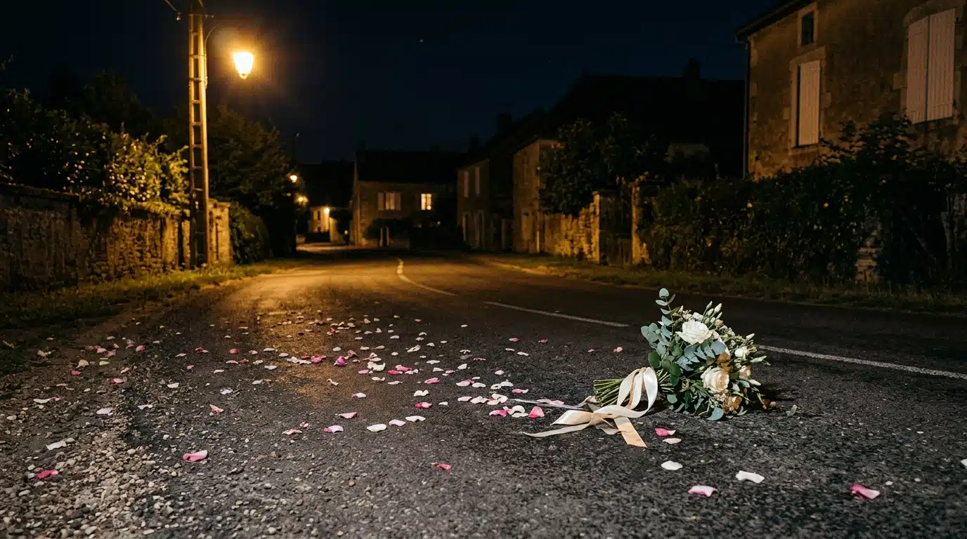 Route de campagne vide après un mariage tragique