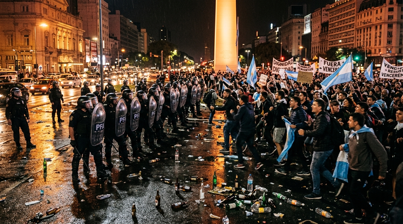 Tensions et débordements dans les rues de Buenos Aires la nuit