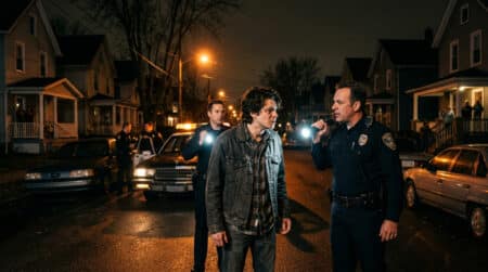 Arrestation nocturne dans une rue américaine en 1991