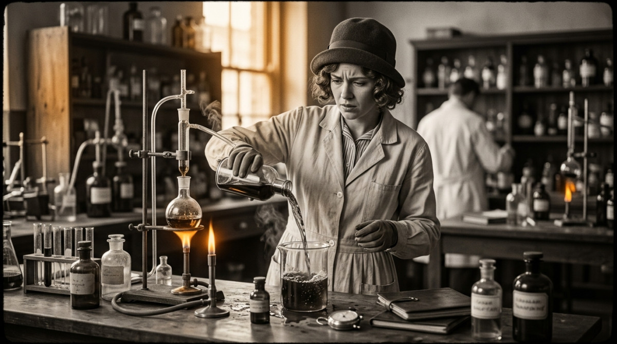 Assistante de laboratoire versant accidentellement trop d'aldéhydes