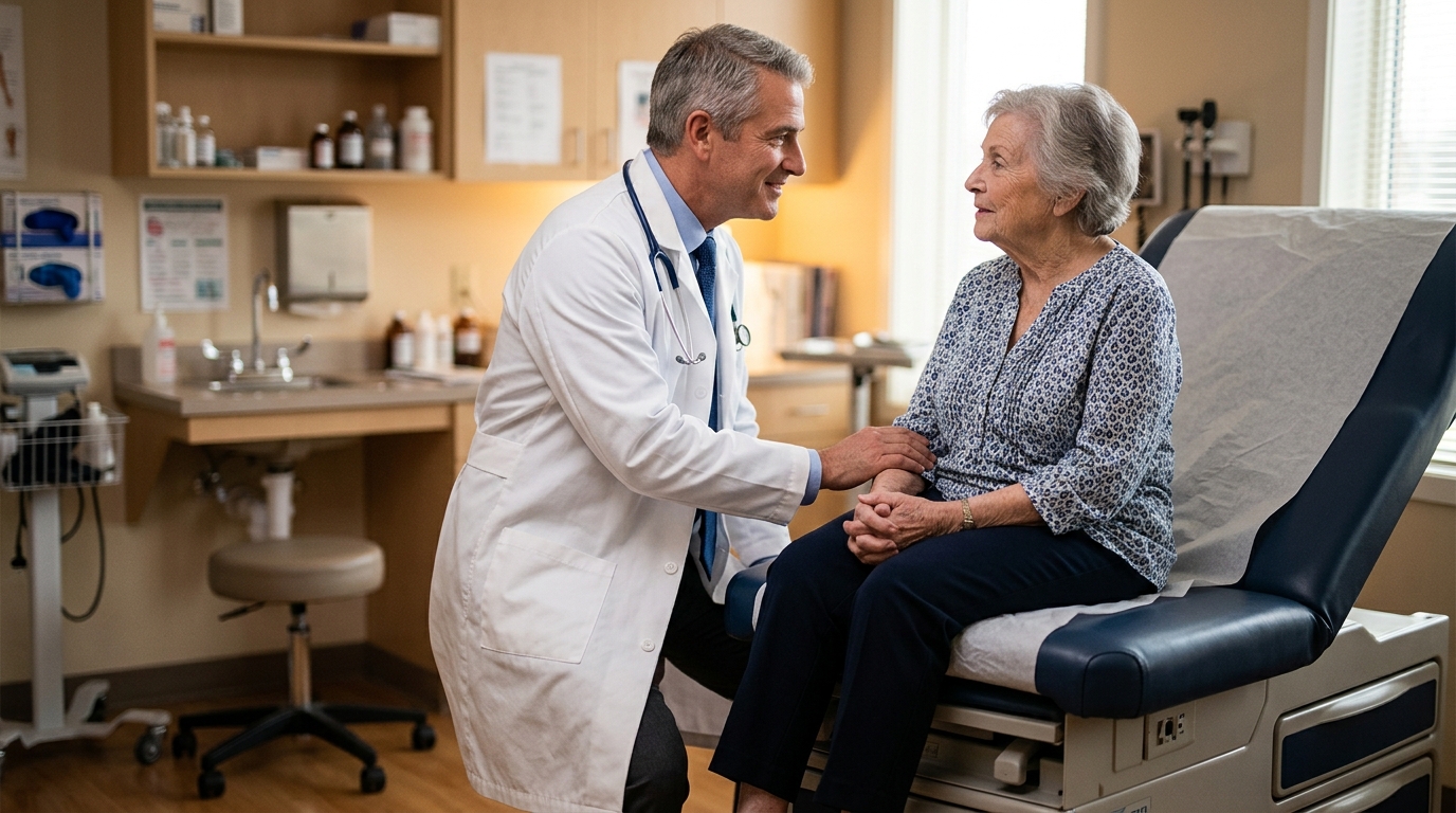 Médecin consultant un patient senior pour des signes d'AVC