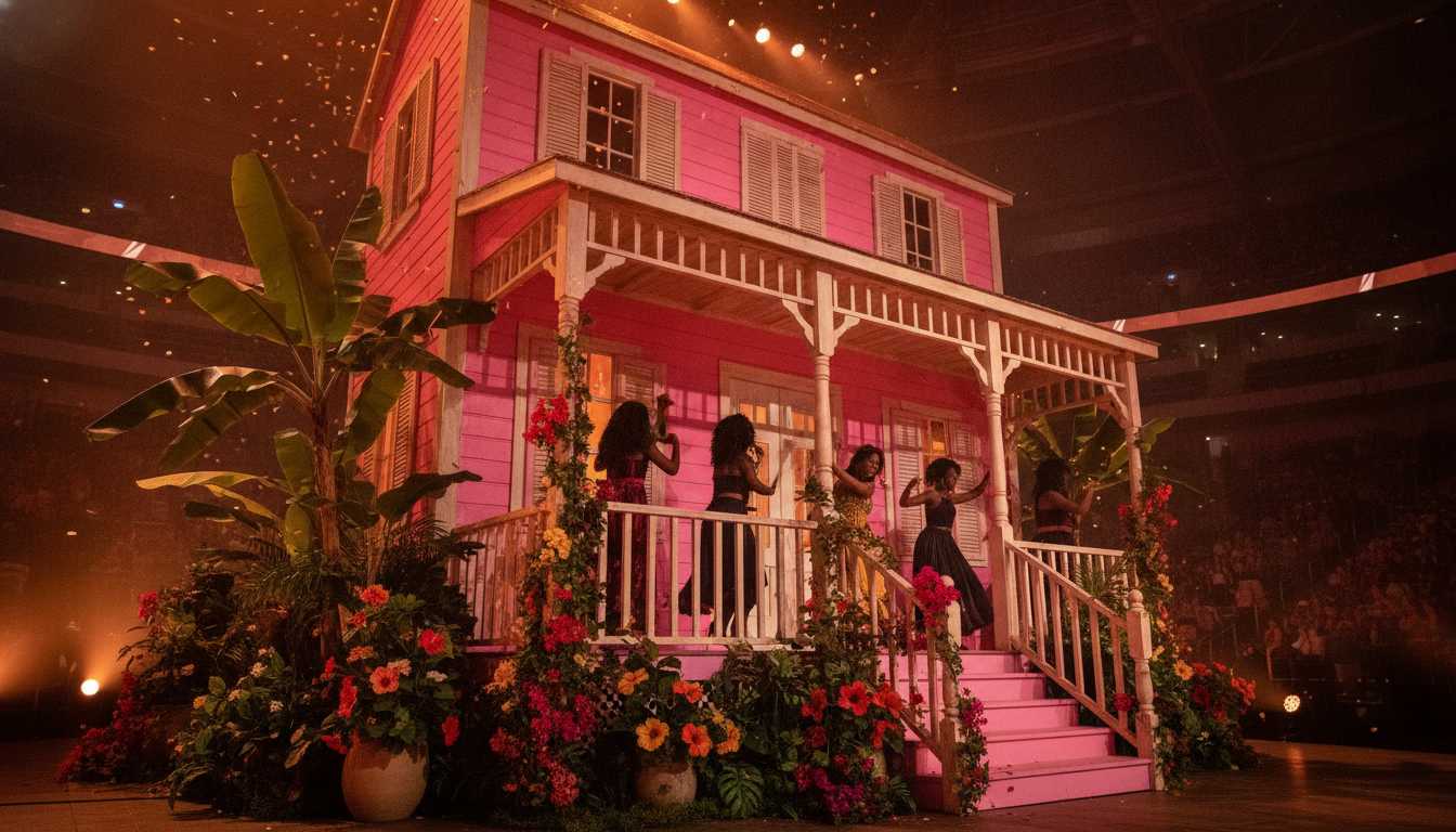 Décor de la Casita rose sur scène