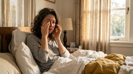 Femme fatiguée se réveillant après une nuit non réparatrice