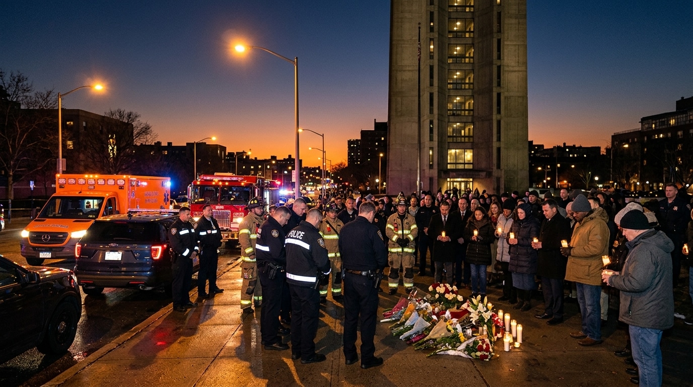 Hommage solennel devant la tour après l'incendie mortel