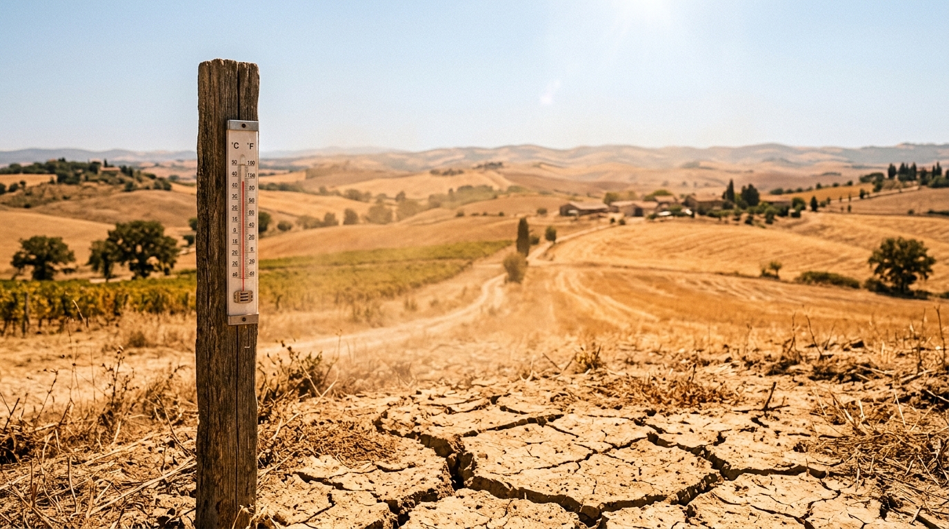 Paysage de campagne française sous chaleur intense