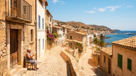 Ville méditerranéenne française sous forte chaleur estivale